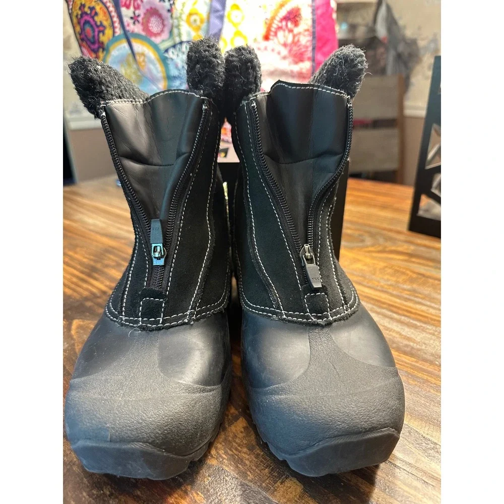 Sorel Crestwynd Black Suede Winter Snow‎ Boots Faux Fur Cuff Warm Lining Size 7